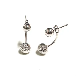 10K White Gold Ball Earrings with Earring Jackets