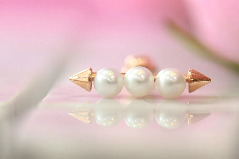 14K 18K Solid Gold Fresh Water Pearl Cartilage Helix Inner Conch  Barbell Piercing Earring Stud