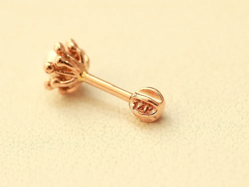 14K 18K Solid Gold Fresh Water Pearl Flower Helix Tragus Cartilage Conch Barbell Piercing Earring