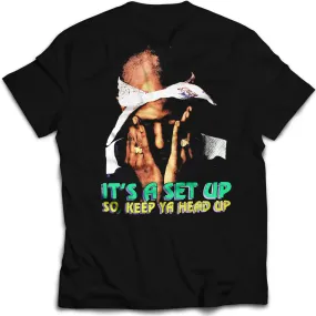 2 Pac Keep Ya Head Up Vintage Mint Black Tee