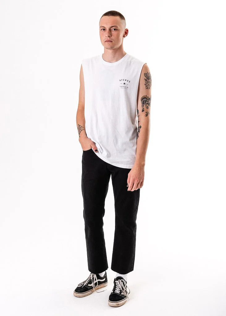 Afends  Bay Noise Bandcut Tee White