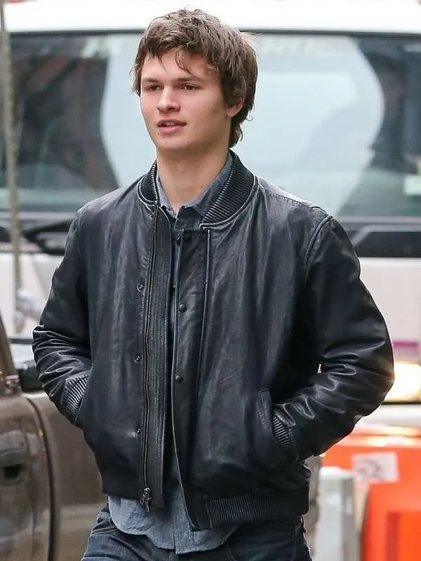 Ansel Elgort Black Leather Jacket - New American Jackets