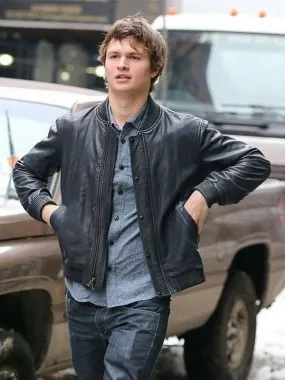 Ansel Elgort Black Leather Jacket - New American Jackets