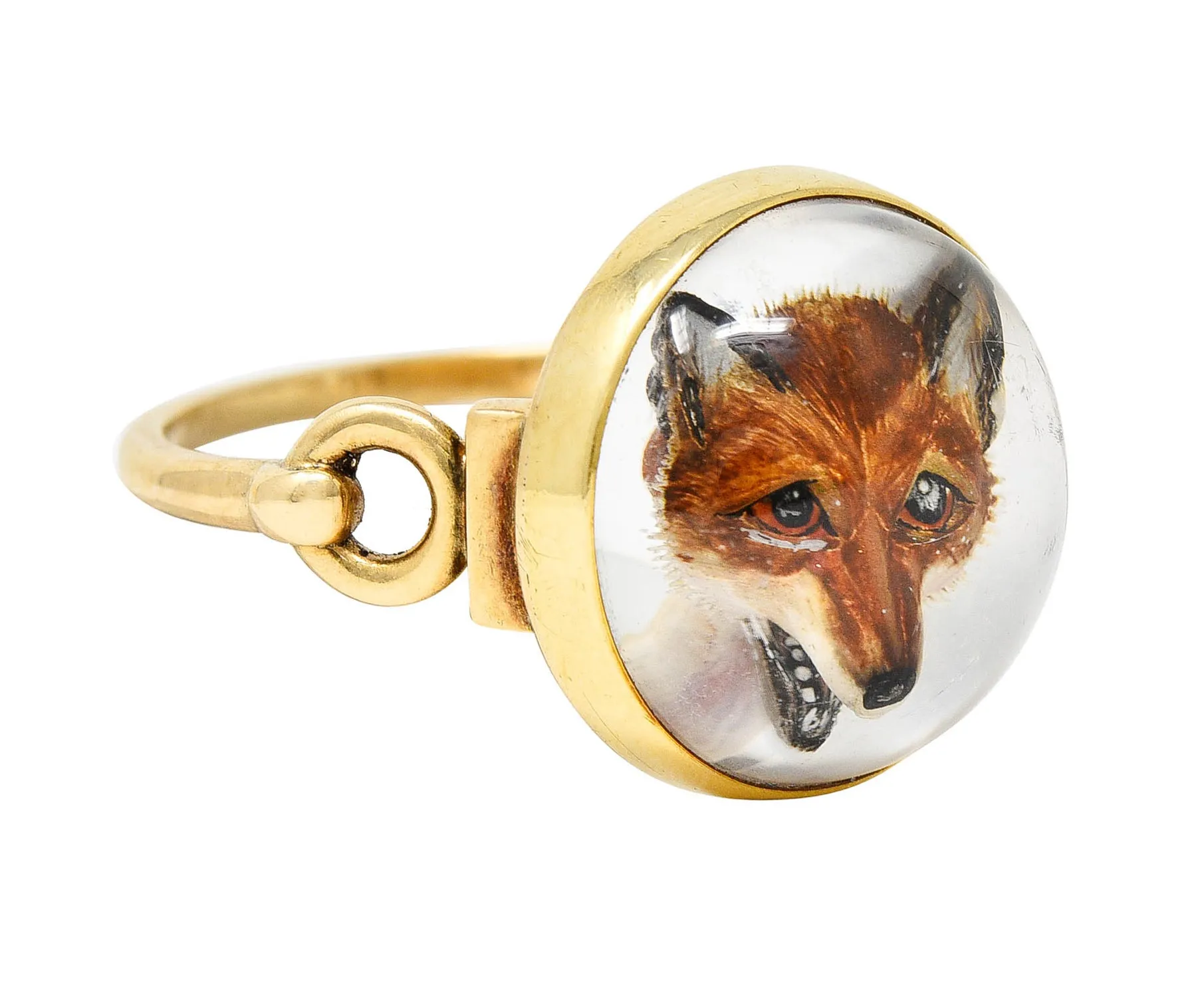 Antique Cartier Rock Crystal Quartz 14 Karat Gold Fox Essex Crystal Ring