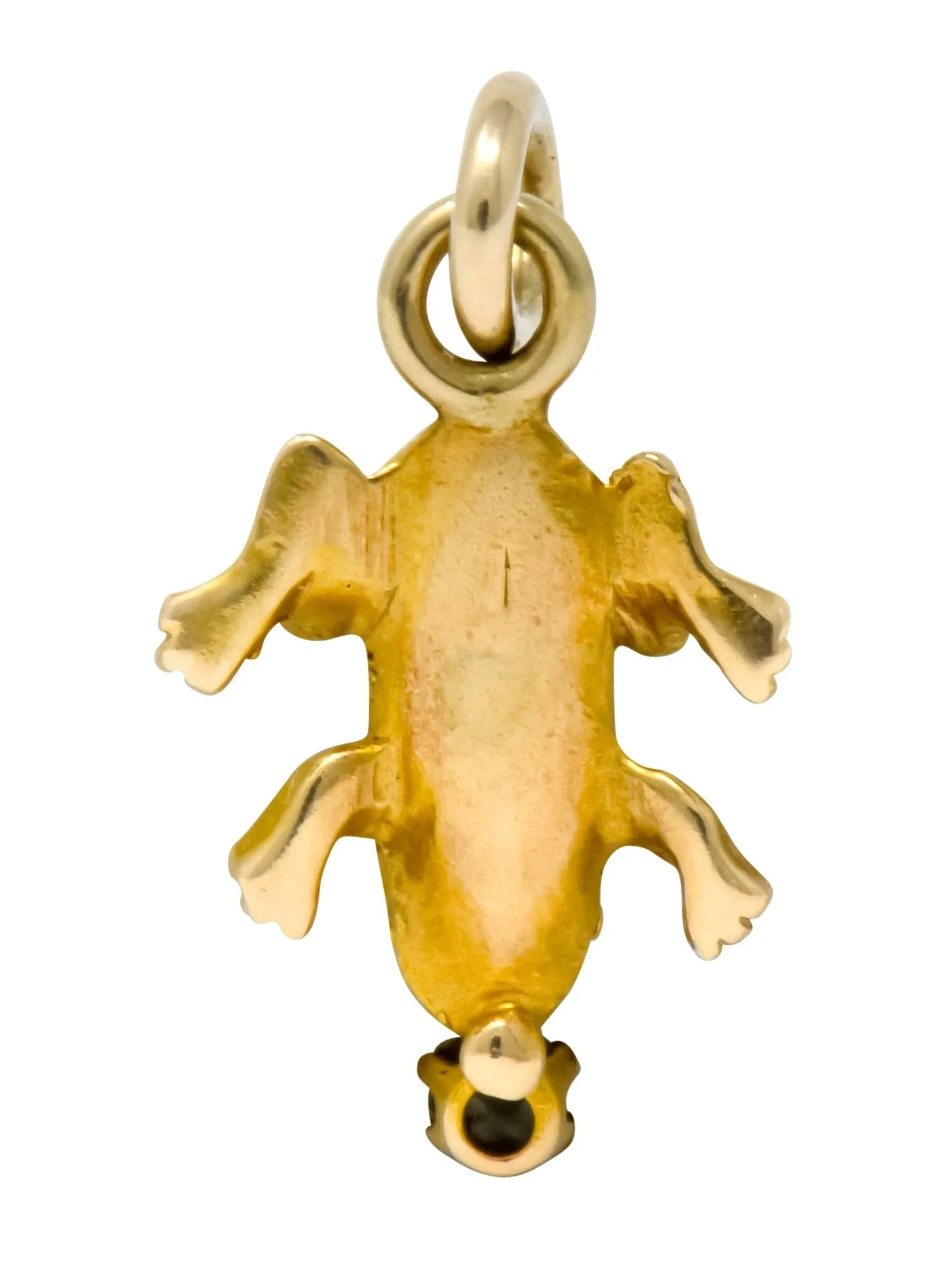 Art Nouveau Diamond 14 Karat Gold Detailed Frog Charm