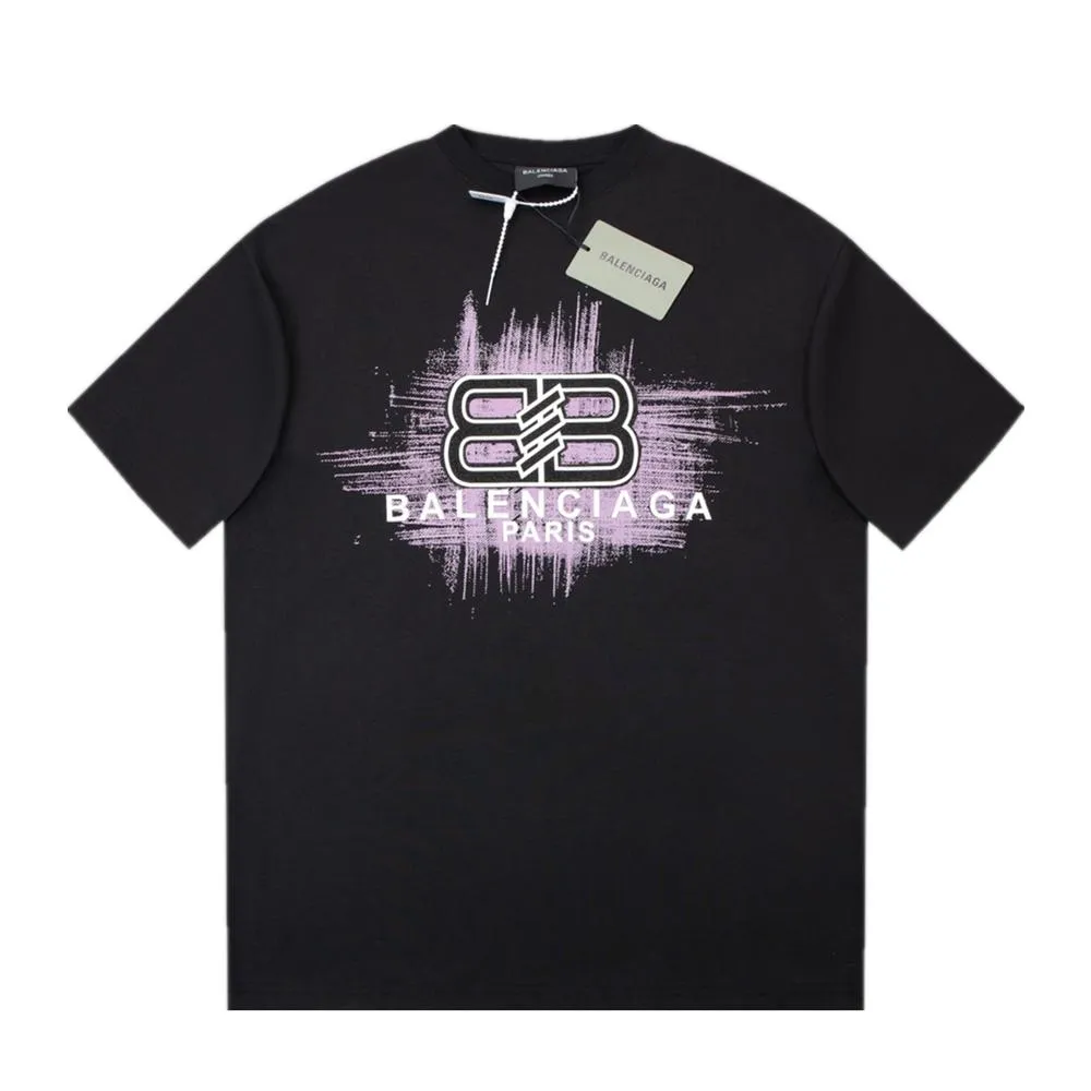 Balenciaga early spring new purple graffiti logo T-shirt Black 1.22