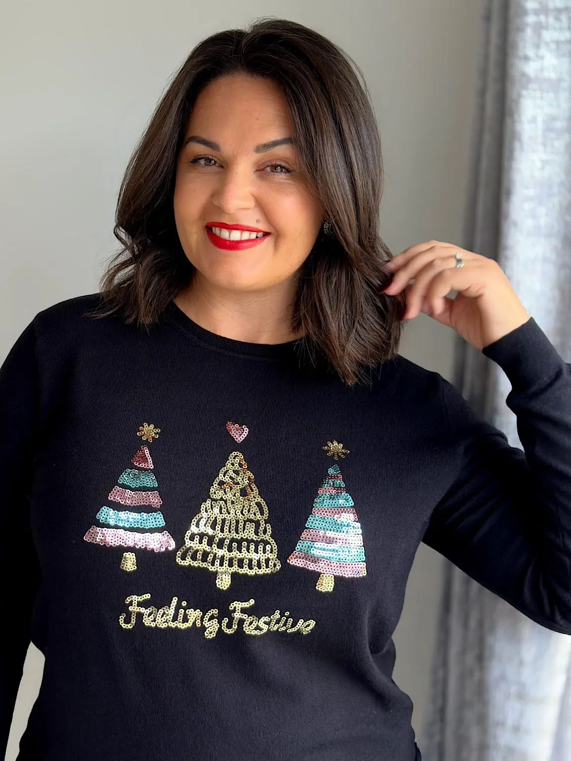 Black Feeling Festive Sequin Jumper