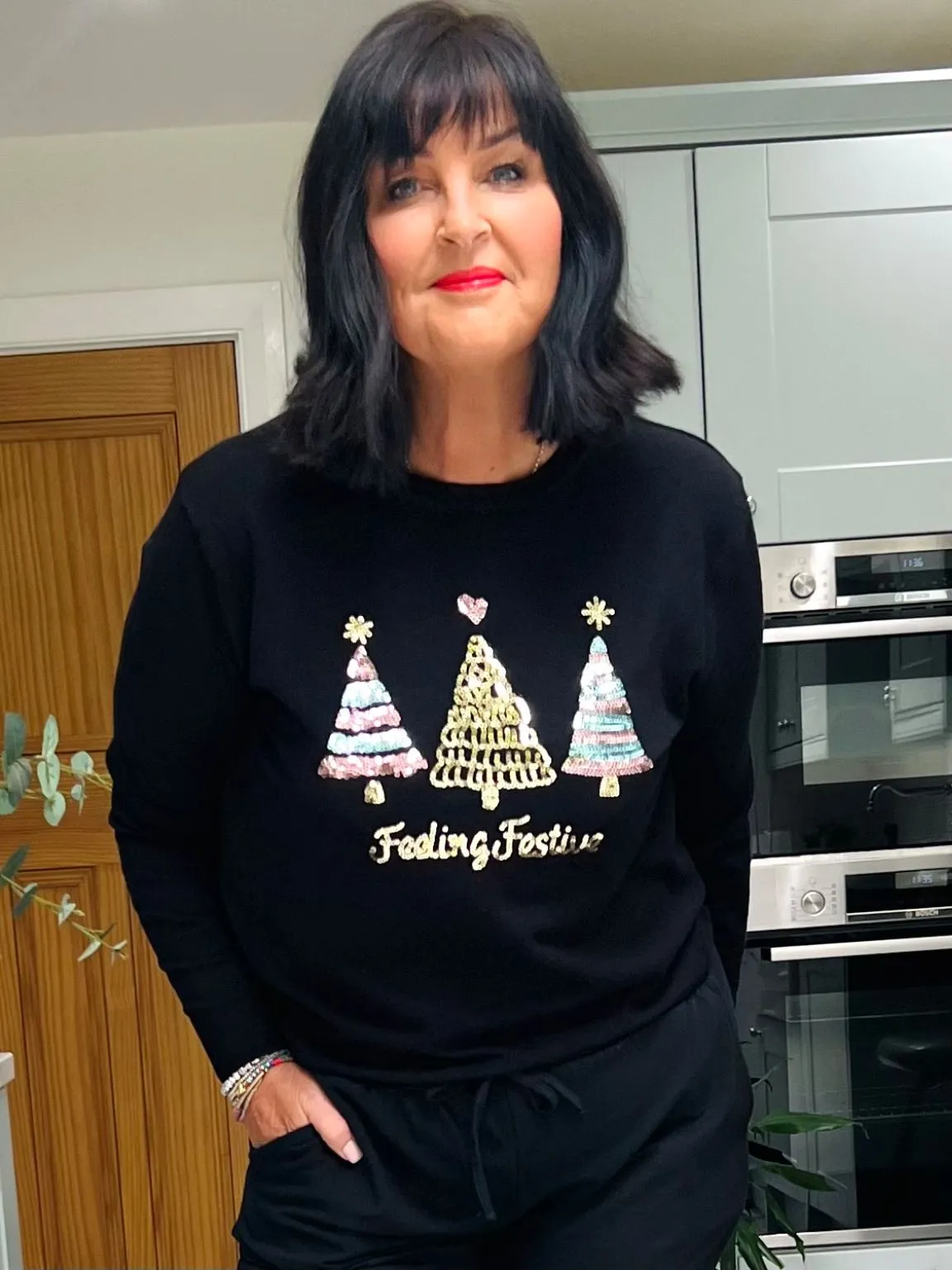 Black Feeling Festive Sequin Jumper