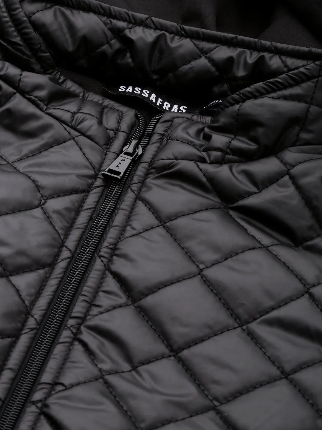 Black Quilted Hooded Puffer Jacket