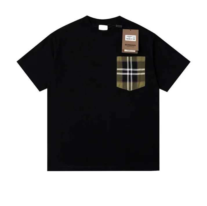 Burberry 23SS Chest Pocket Classic Plaid Short Sleeve T-Shirt Black 7.4