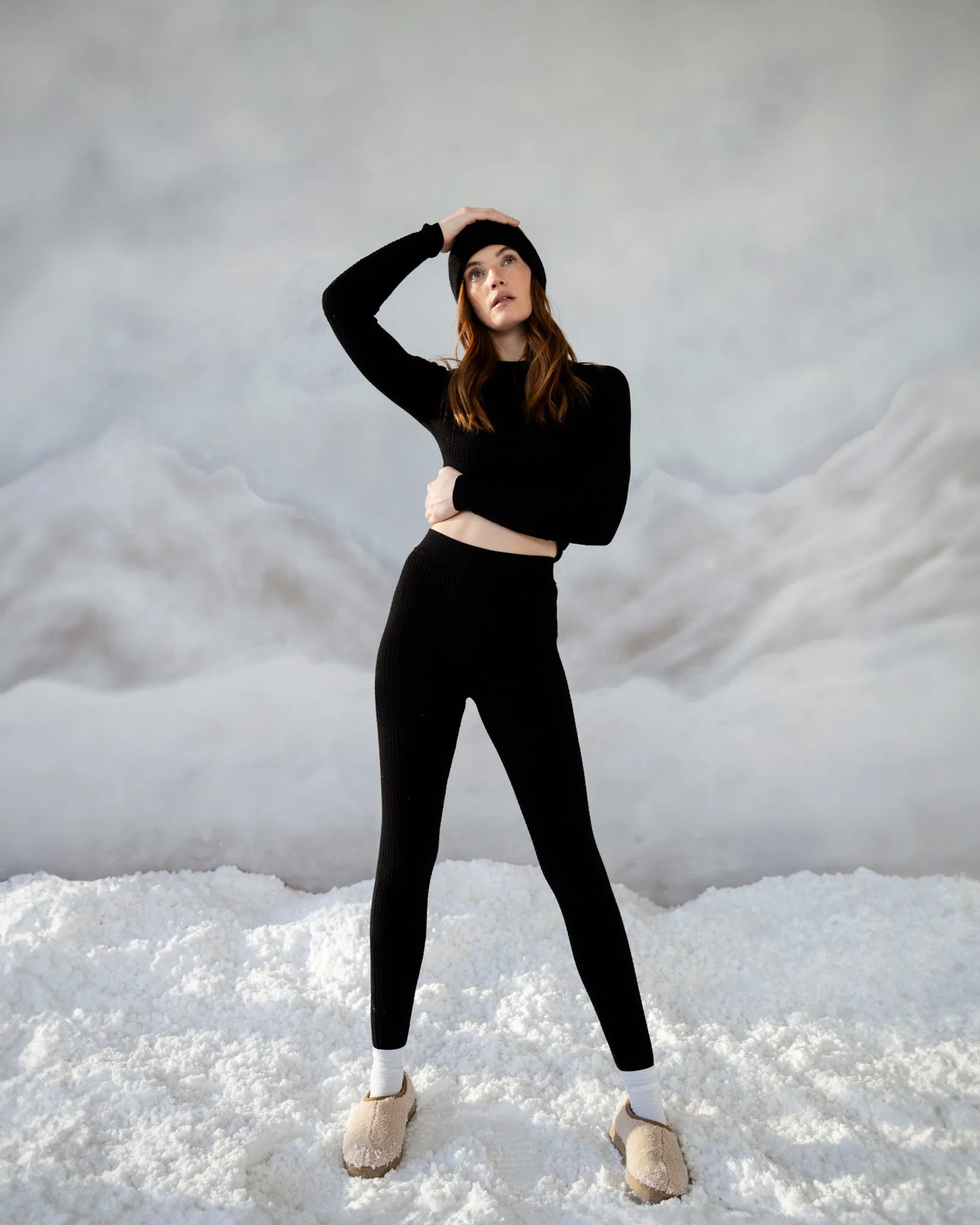 Cable Knit Legging | Black