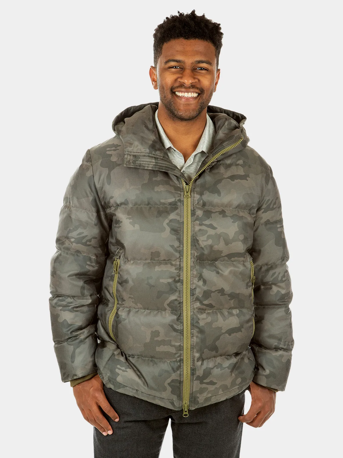 Camo Quilted Down Filled Fabric Parka - Men's Medium - Day Furs