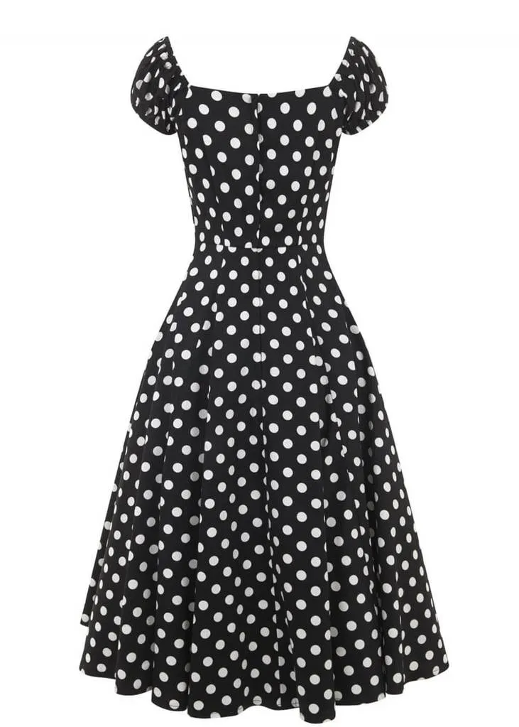 Collectif Dolores Polkadot Swing 50's Dress Black