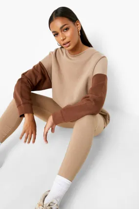 Contrast Sleeve Sweatshirt And Legging Set