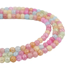 Crackle Glass Beads, Round, Assorted, Pastel, 6mm