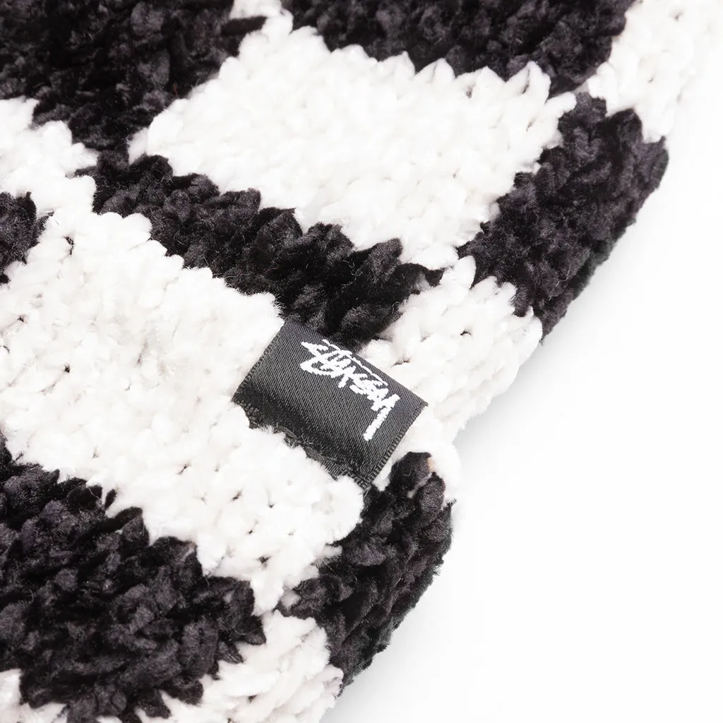 Crochet Checkered Beanie - Black