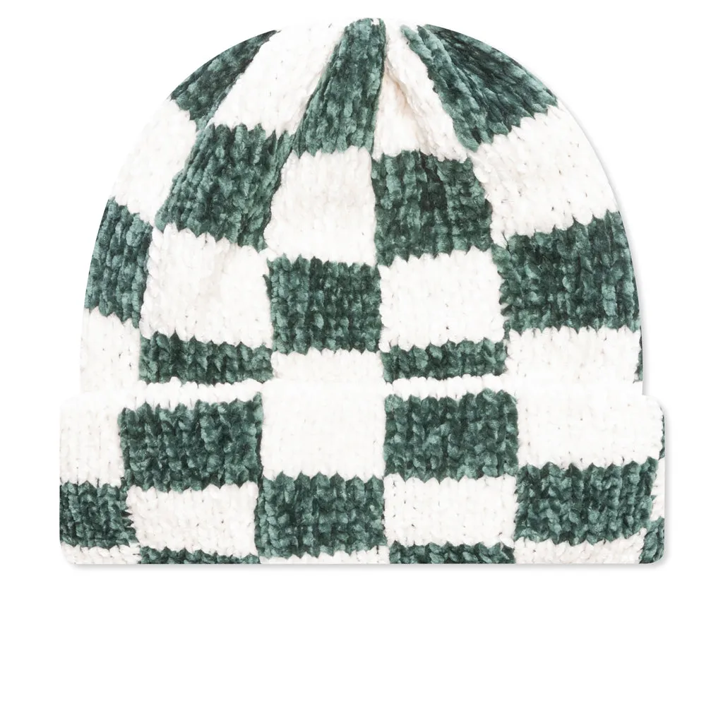 Crochet Checkered Beanie - Green