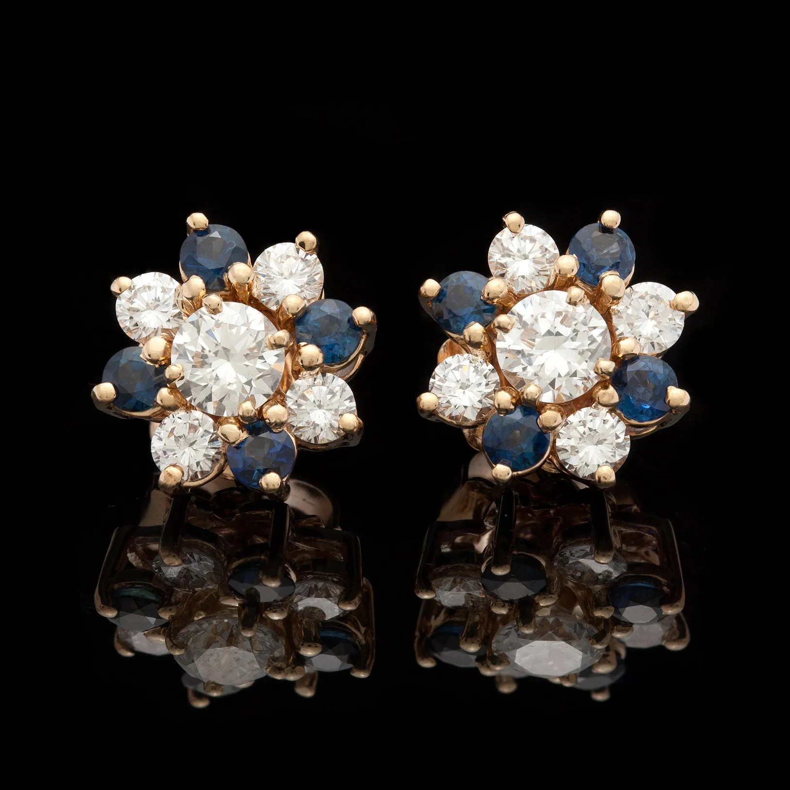 Diamond Stud Earrings in Removable Sapphire & Diamond Jackets