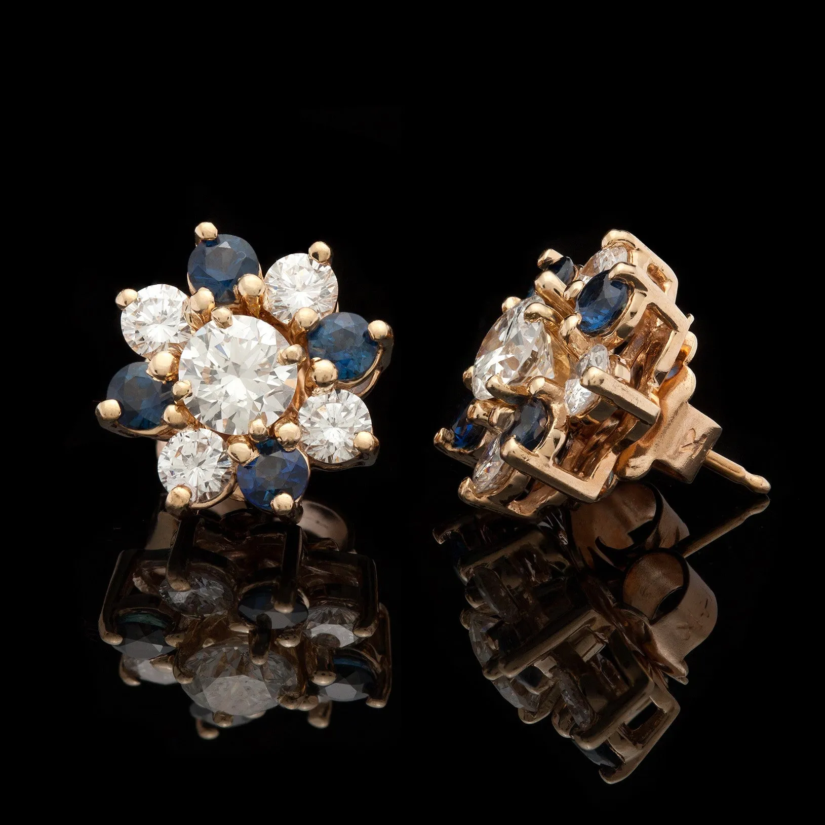 Diamond Stud Earrings in Removable Sapphire & Diamond Jackets