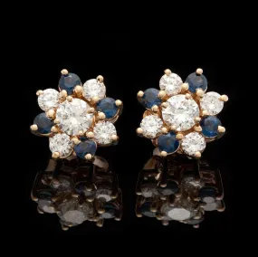 Diamond Stud Earrings in Removable Sapphire & Diamond Jackets