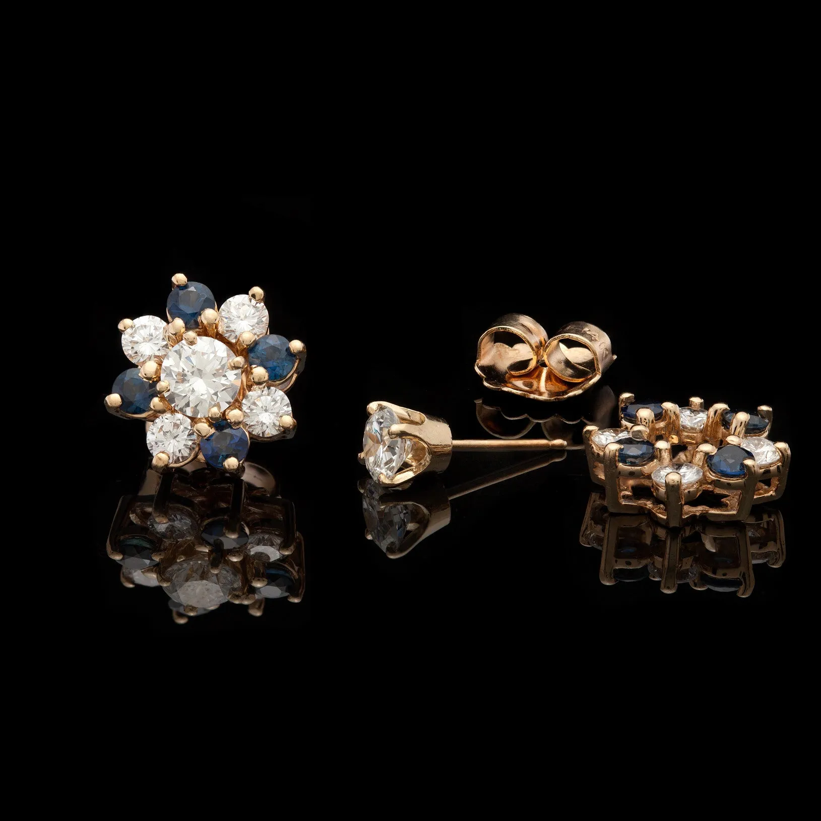 Diamond Stud Earrings in Removable Sapphire & Diamond Jackets