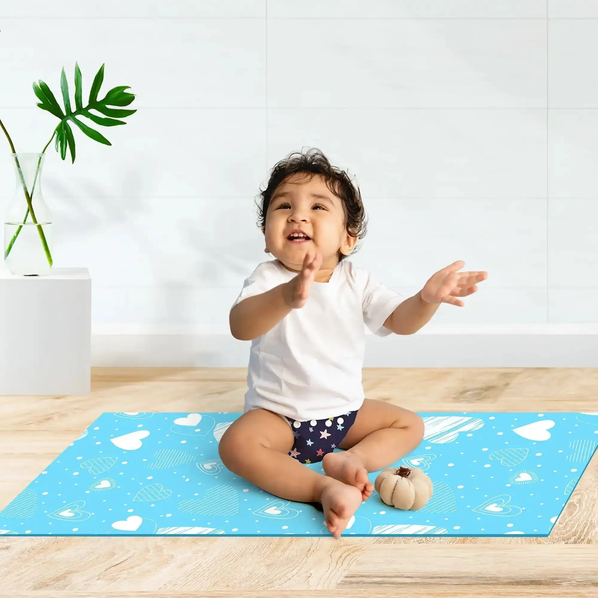 Diaper Changing Mat (Breezy Blue) - Small and Medium (pack of 2)