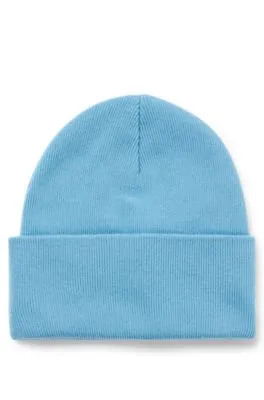 Double-layer beanie hat with logo patch