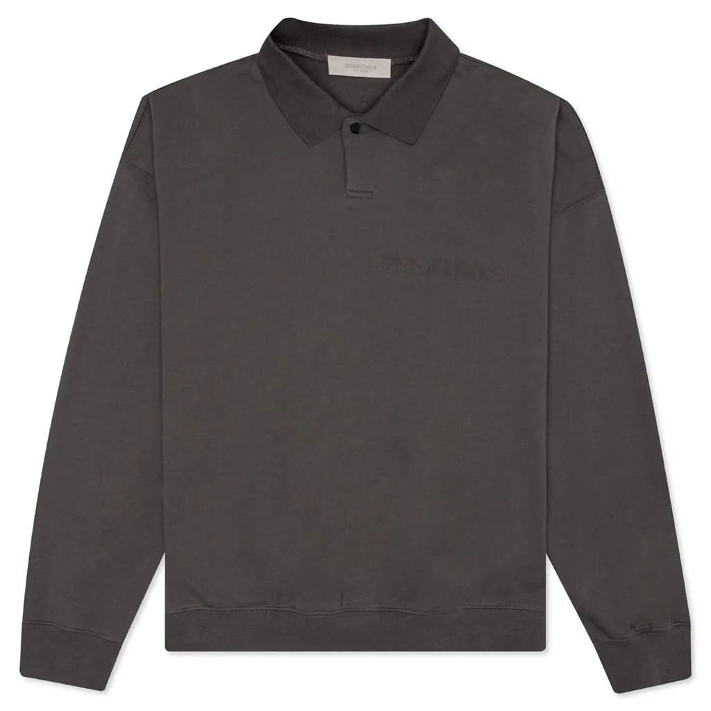 Essentials L/S Polo - Off-Black