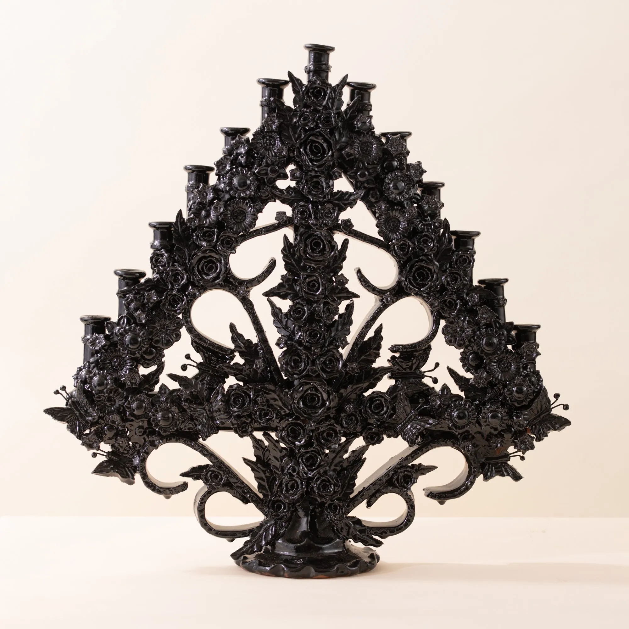 Extra Large Black Rose Candelabra - 13 Candles