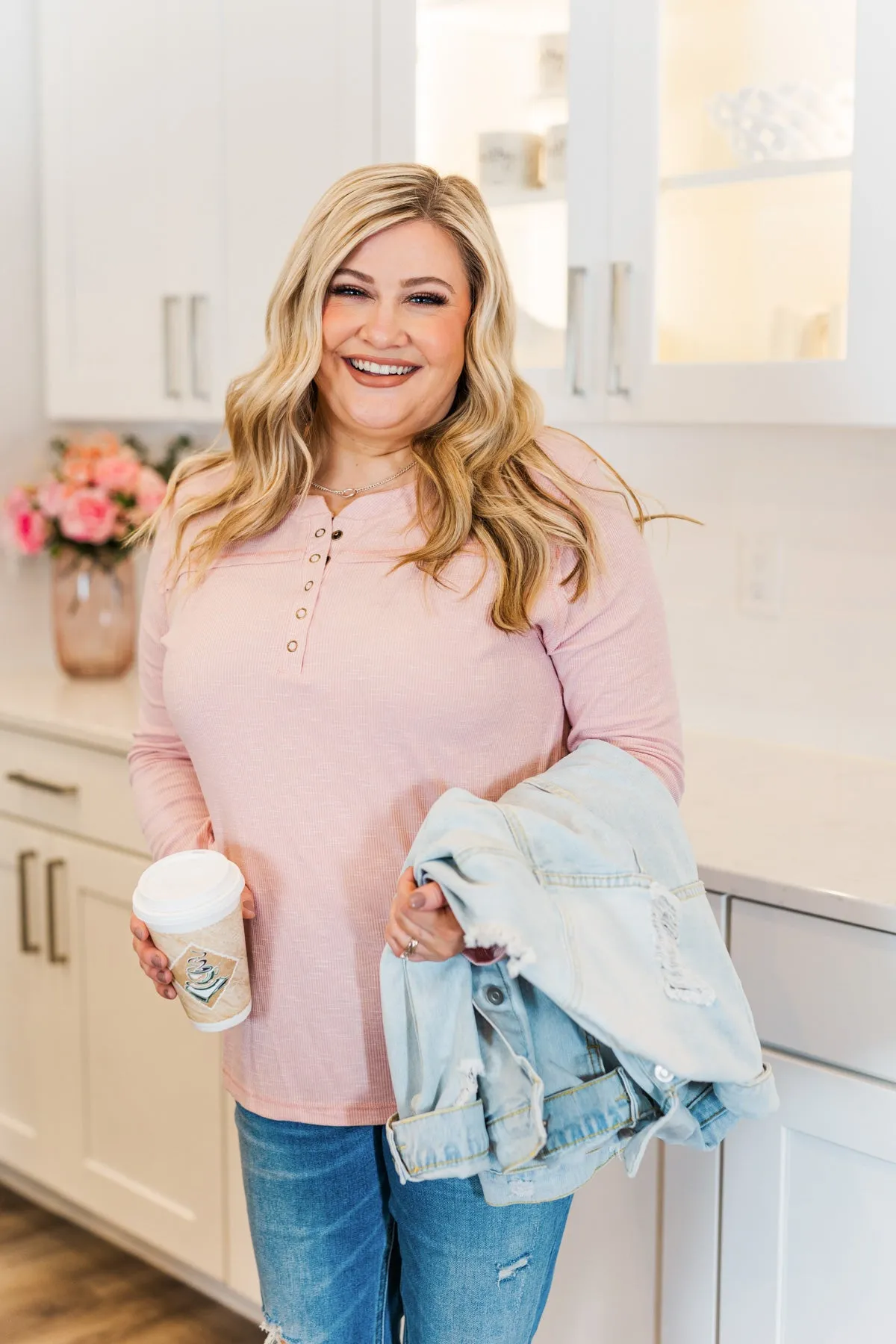 Fireside Memories Long Sleeve Top- Blush