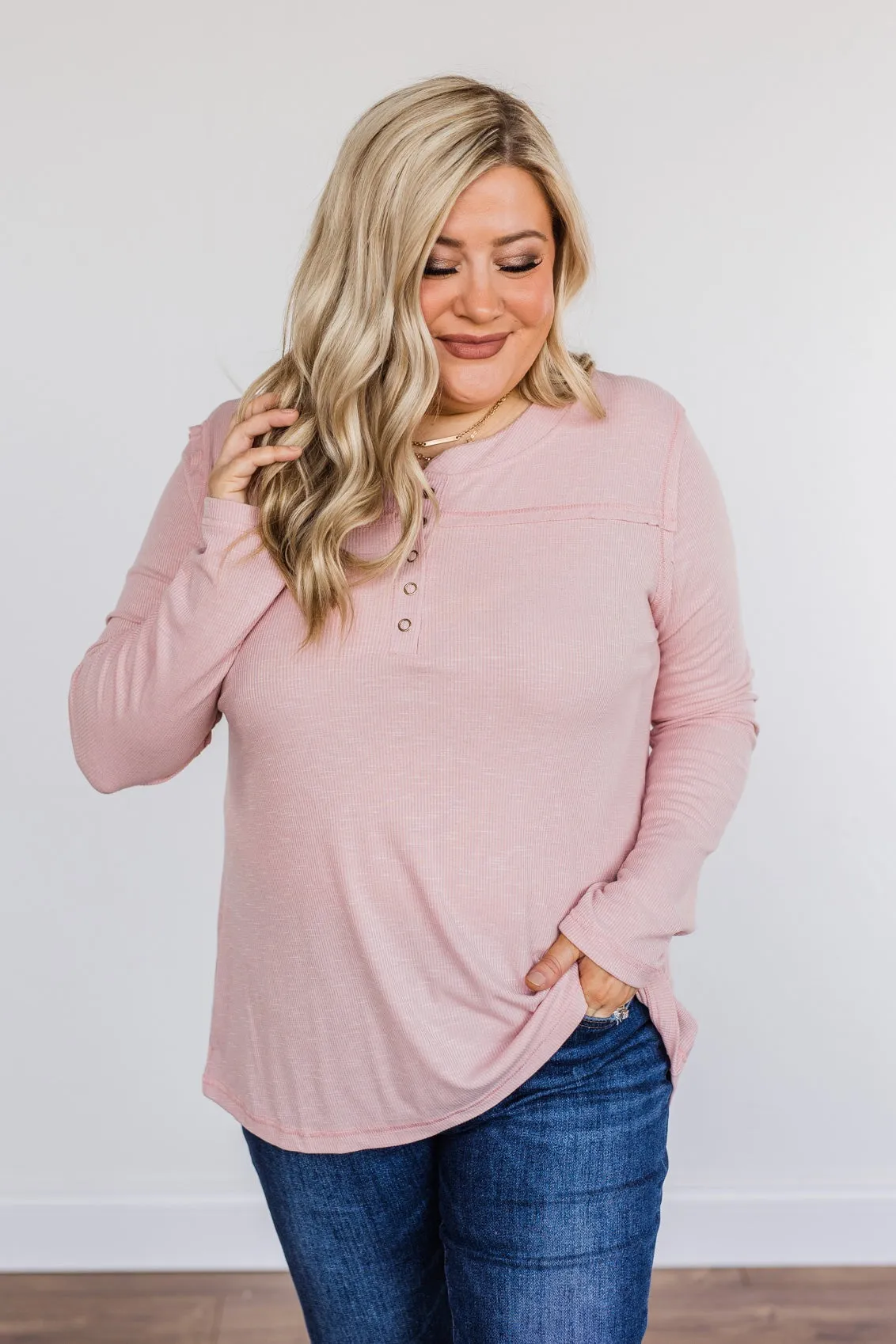 Fireside Memories Long Sleeve Top- Blush