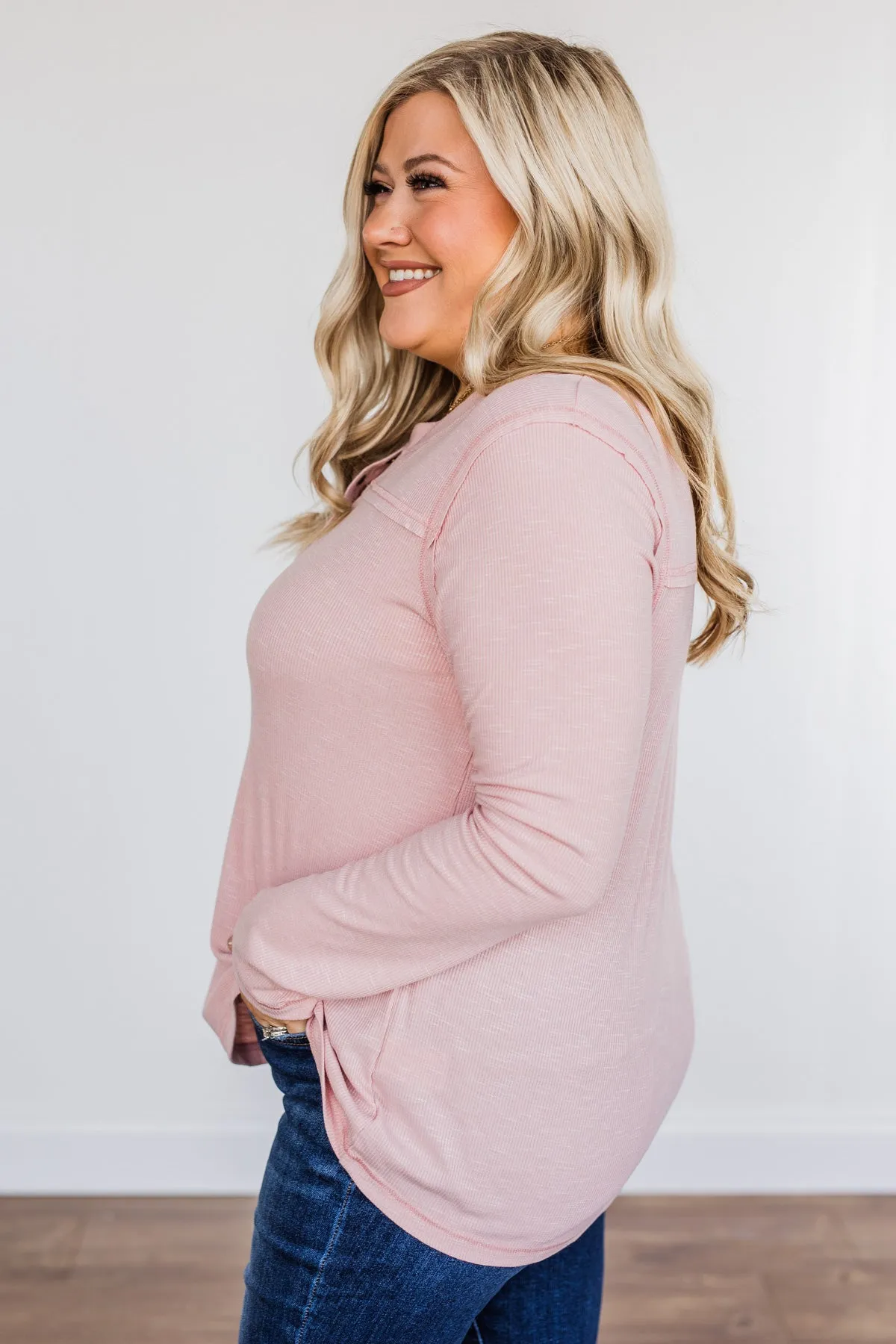 Fireside Memories Long Sleeve Top- Blush