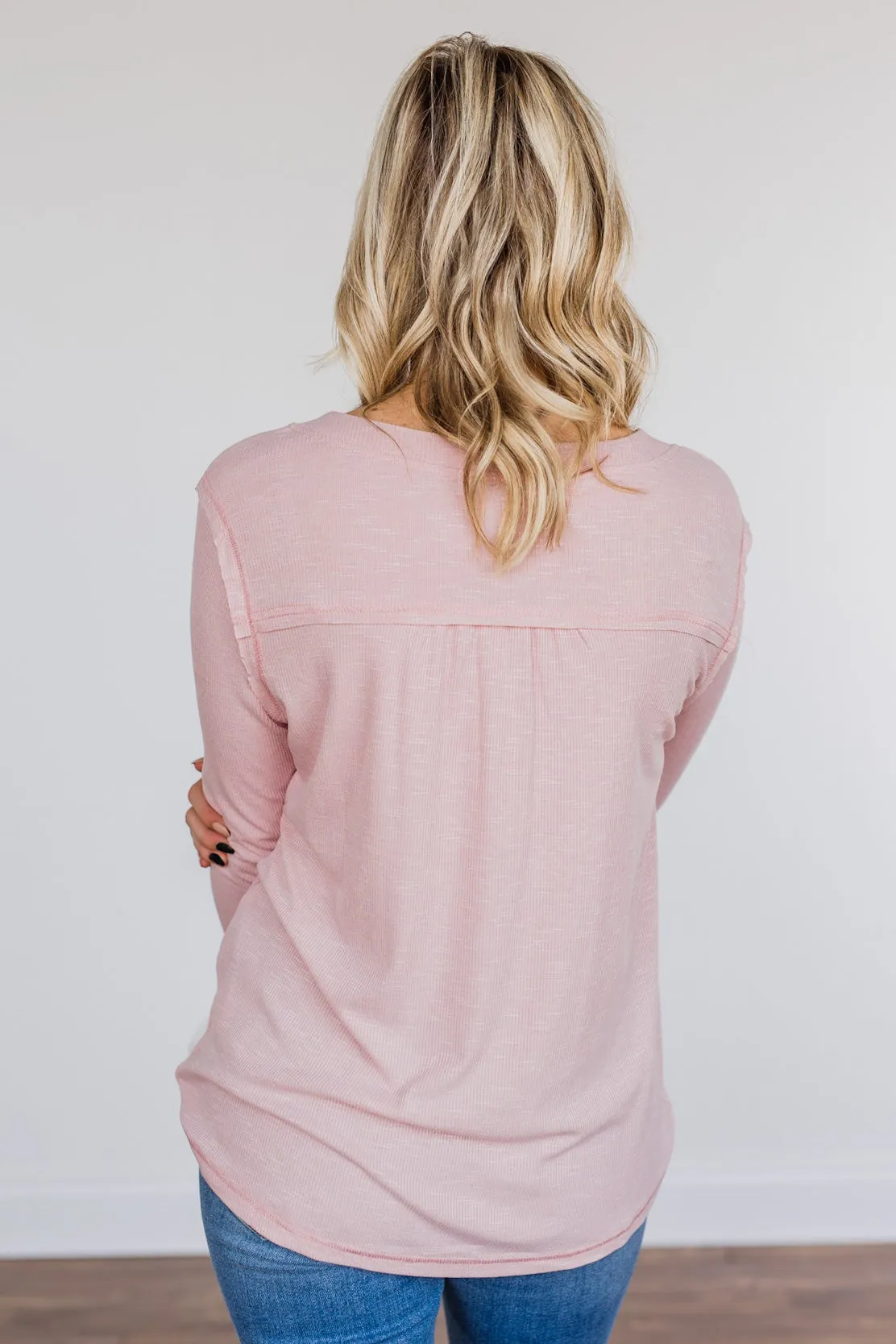 Fireside Memories Long Sleeve Top- Blush