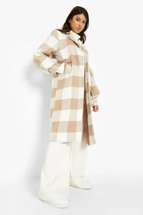 Flannel Puff Sleeve Wool Look Coat