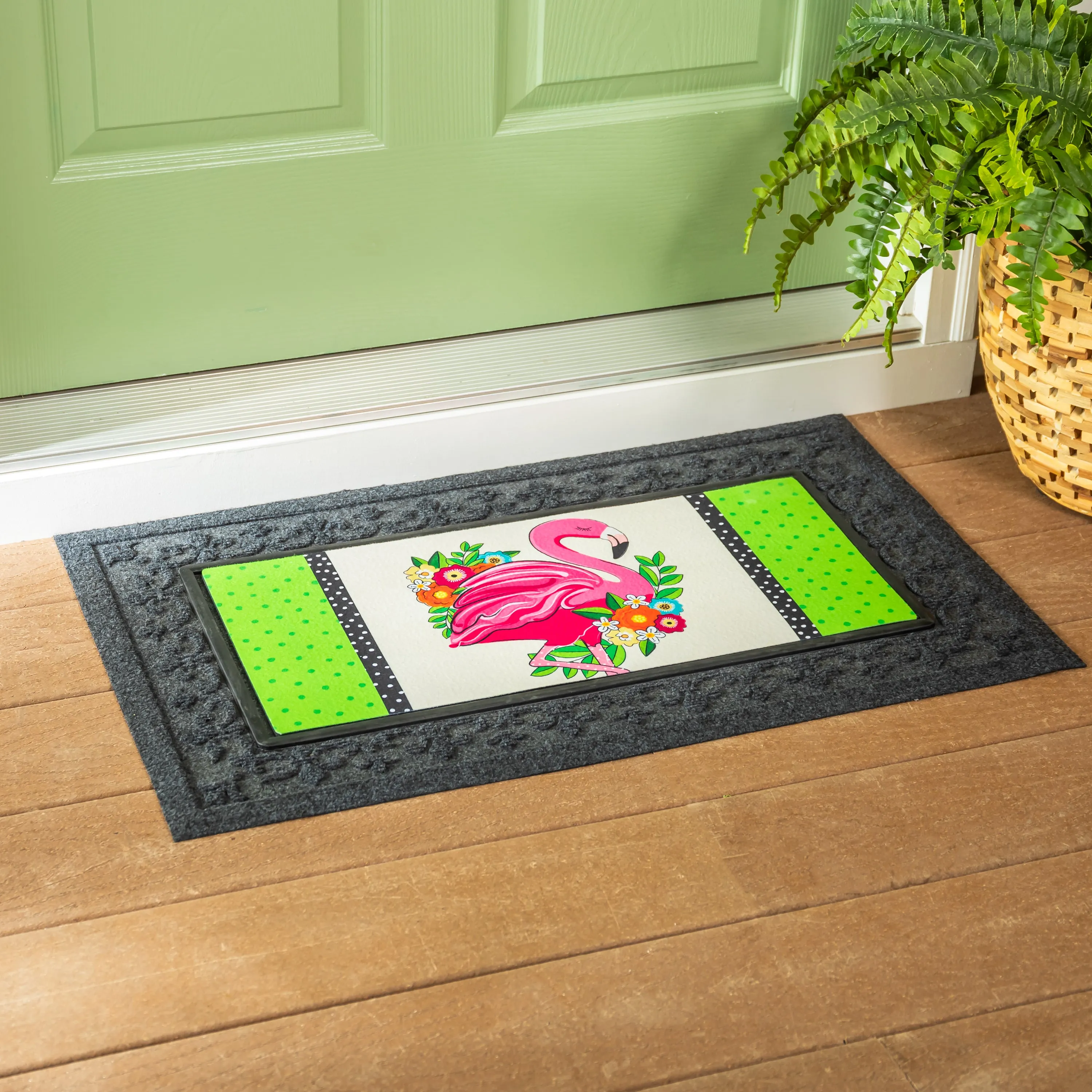 Floral Flamingo Welcome Sassafras Switch Mat