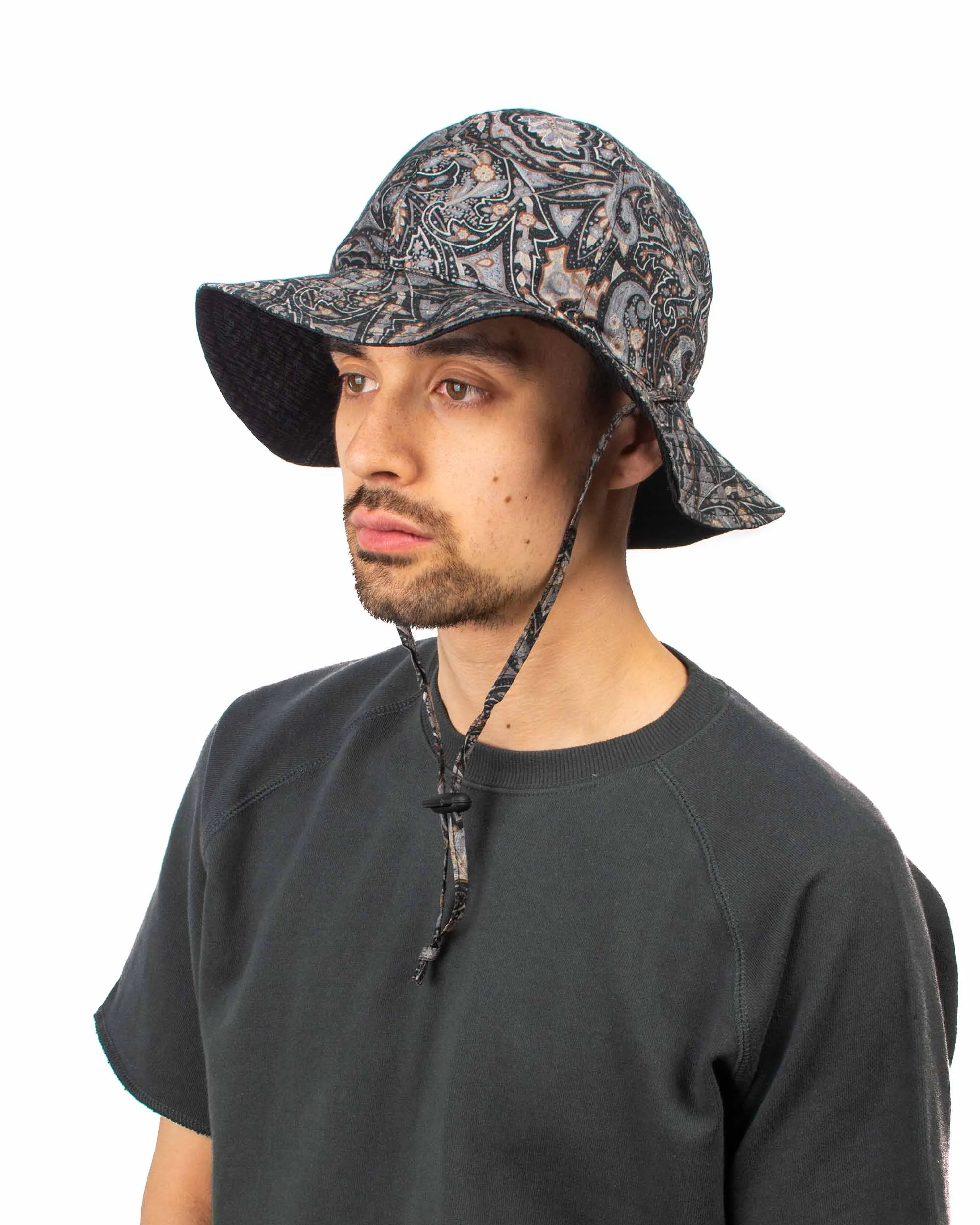 Found Feather Military Sun Hat (Reversible) Paisley + Yoryu Black