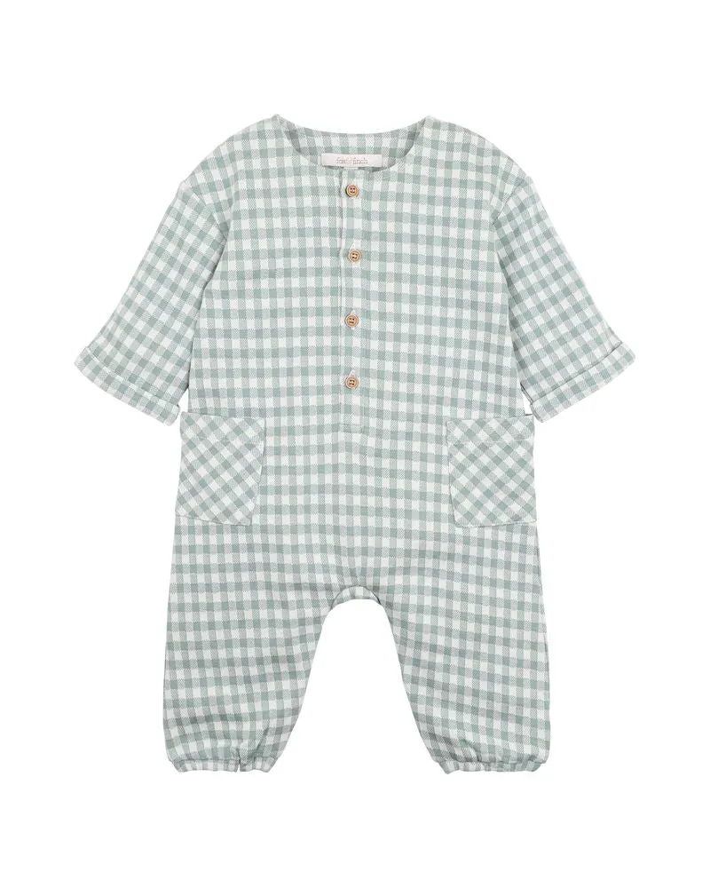 Fox & Finch Bug Green Check Romper