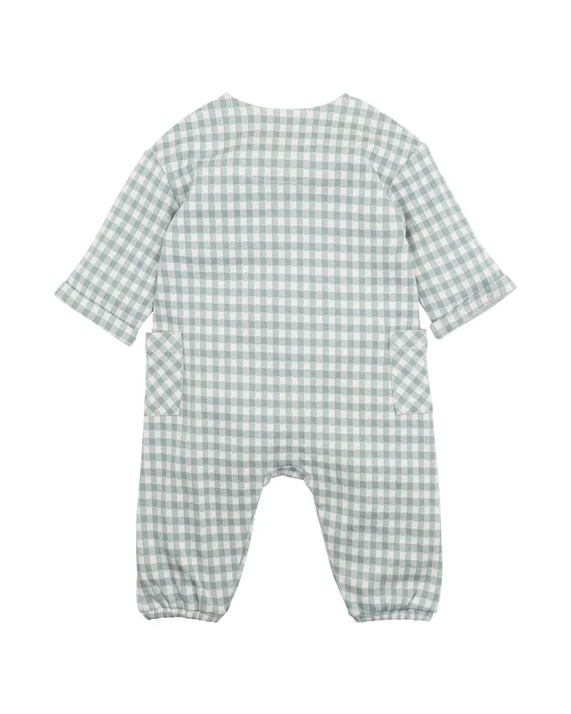 Fox & Finch Bug Green Check Romper