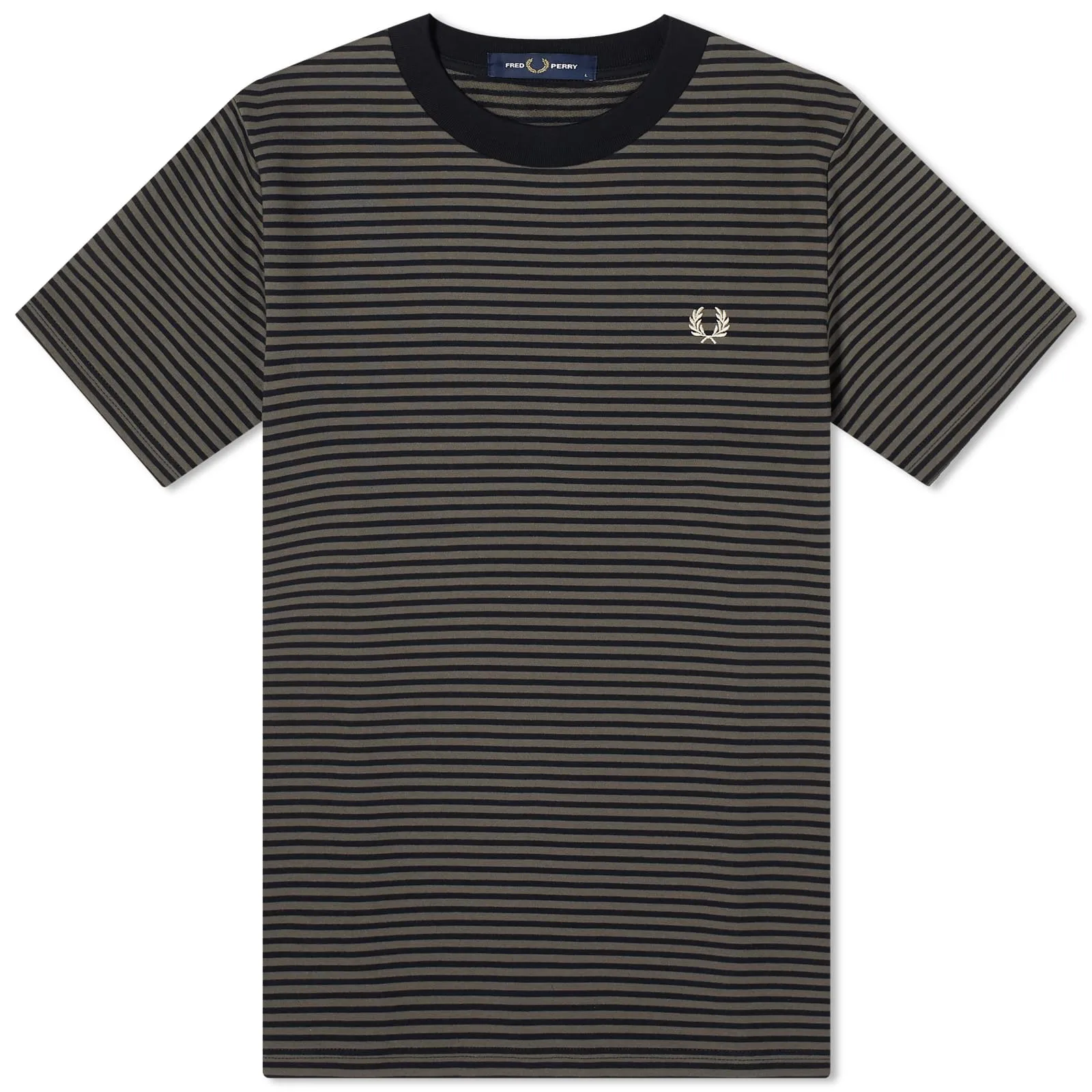 Fred Perry Fine Stripe Heavyweight T-ShirtBlack & Field Green