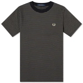 Fred Perry Fine Stripe Heavyweight T-ShirtBlack & Field Green