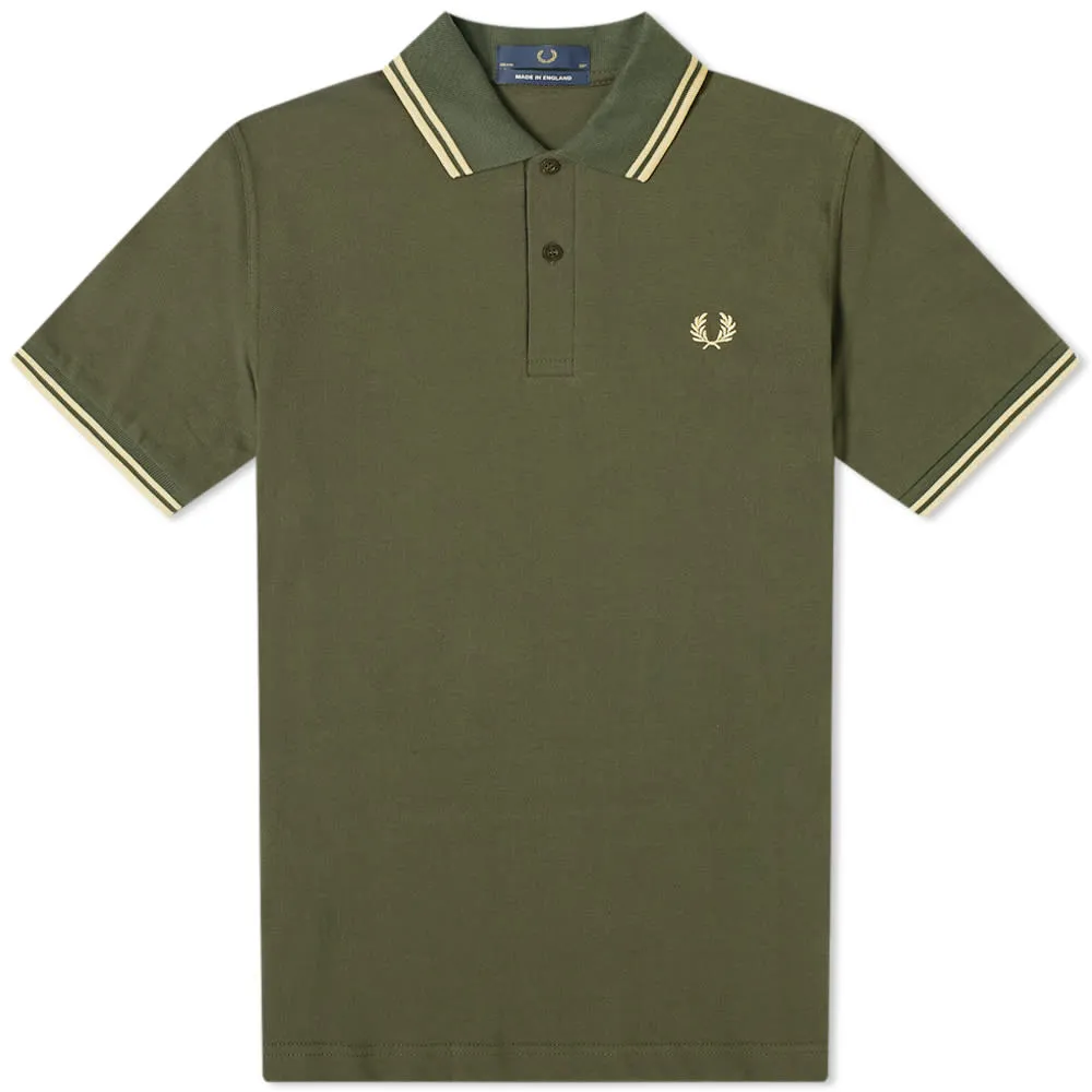 Fred Perry Reissues Twin Tipped PoloHunting Green & Champagne