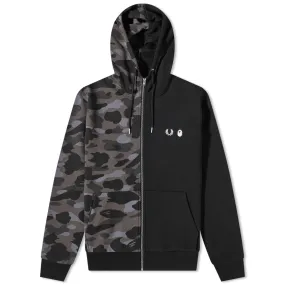 Fred Perry x BAPE Split Camo Zip Through HoodieBlack