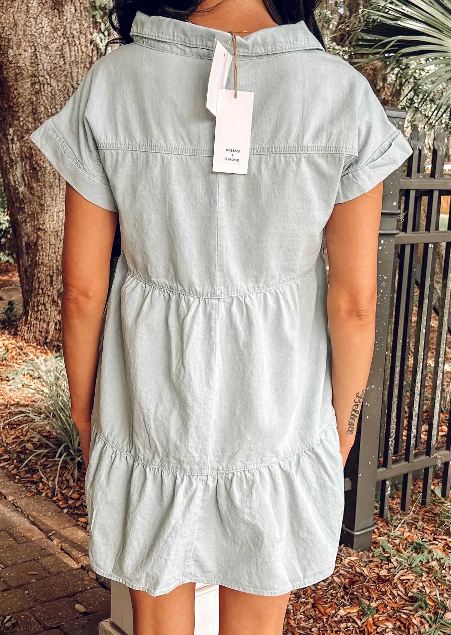 Freedom Tiered Denim Dress | Light Blue