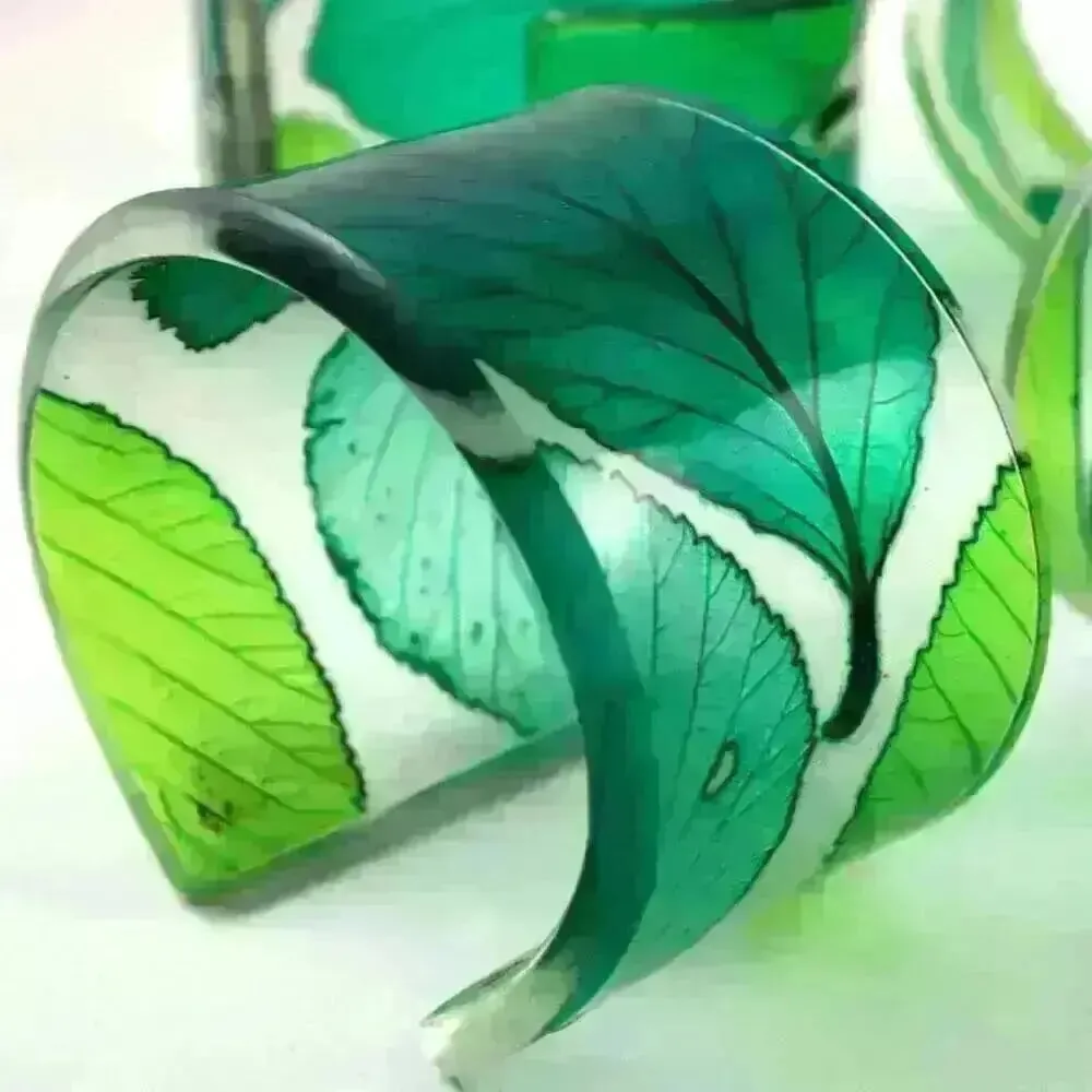 Fresh Green Whitebeam | Cuff | Recycled Perspex