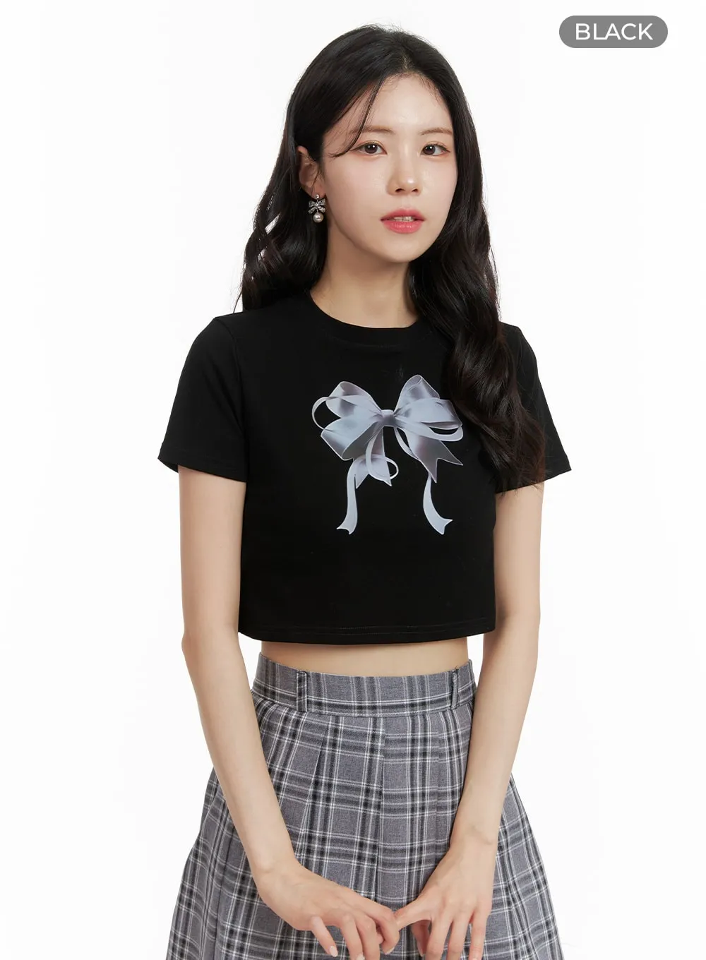 Graphic Ribbon Cropped Tee OM421