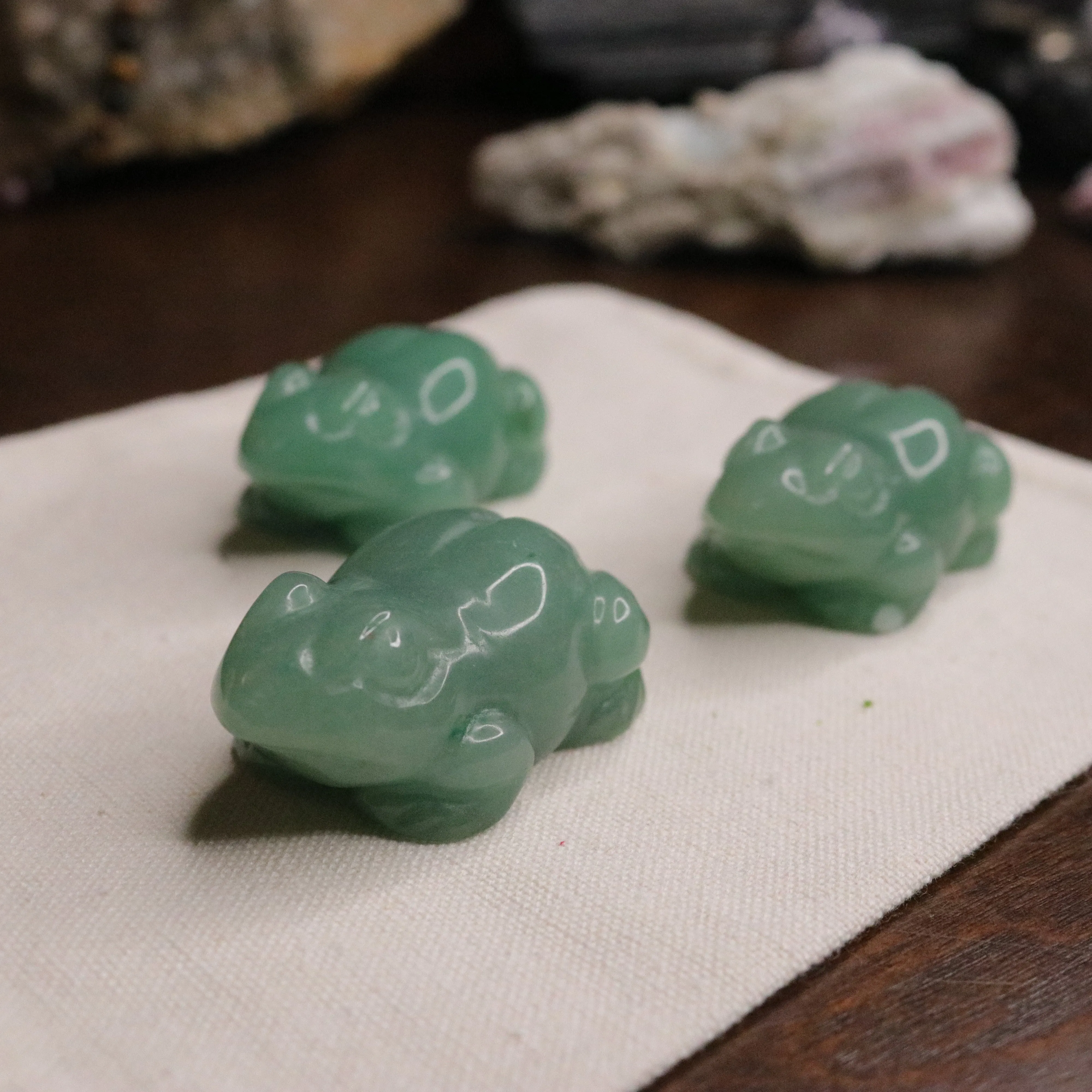 Green Aventurine Frog Carvings for Abundance, Luck and Prosperity