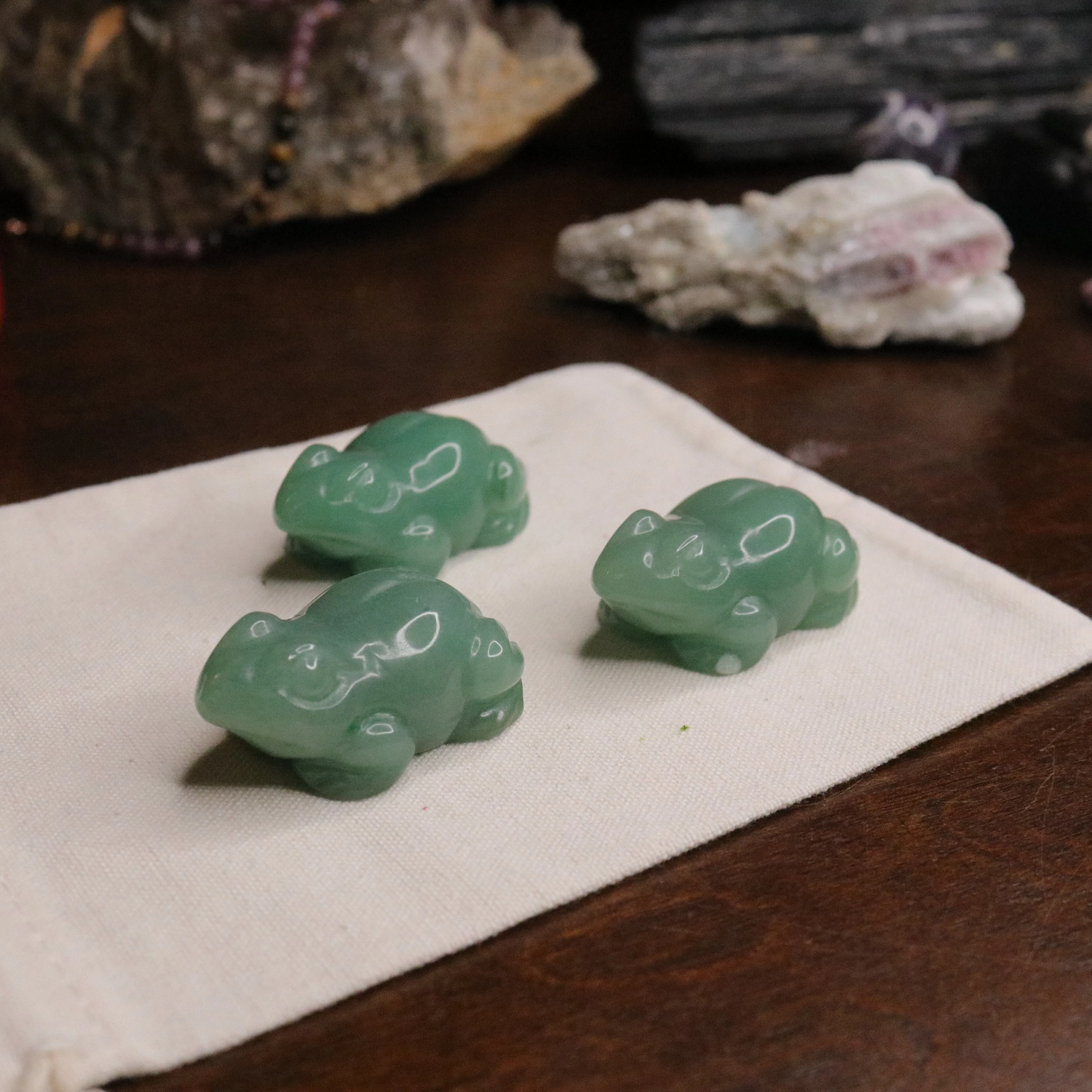 Green Aventurine Frog Carvings for Abundance, Luck and Prosperity