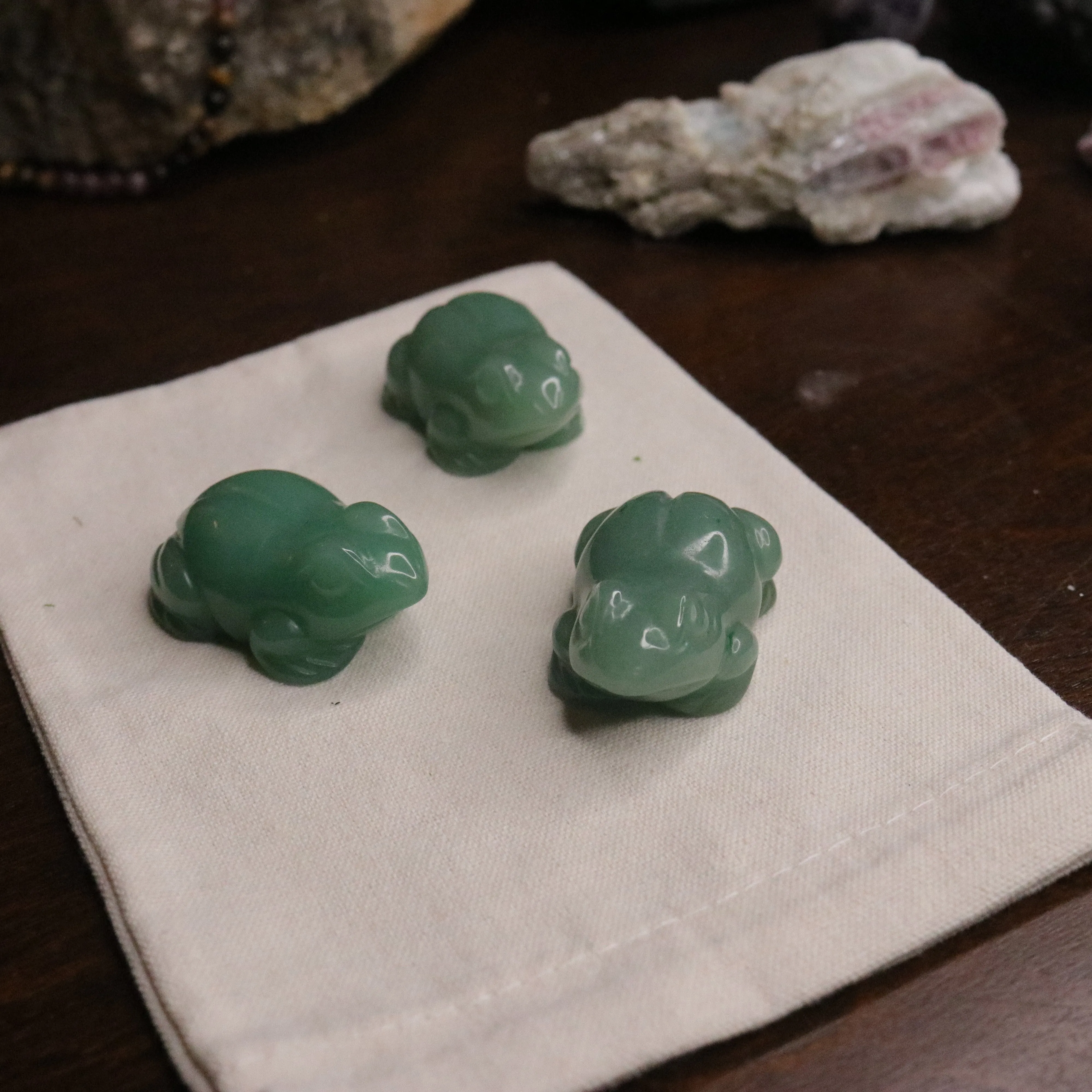 Green Aventurine Frog Carvings for Abundance, Luck and Prosperity