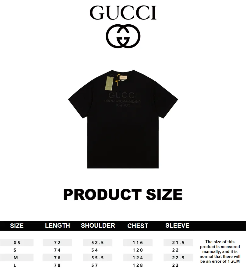 Gucci 23SS New Chest Embroidered Logo Short Sleeve T-Shirt Black 7.11