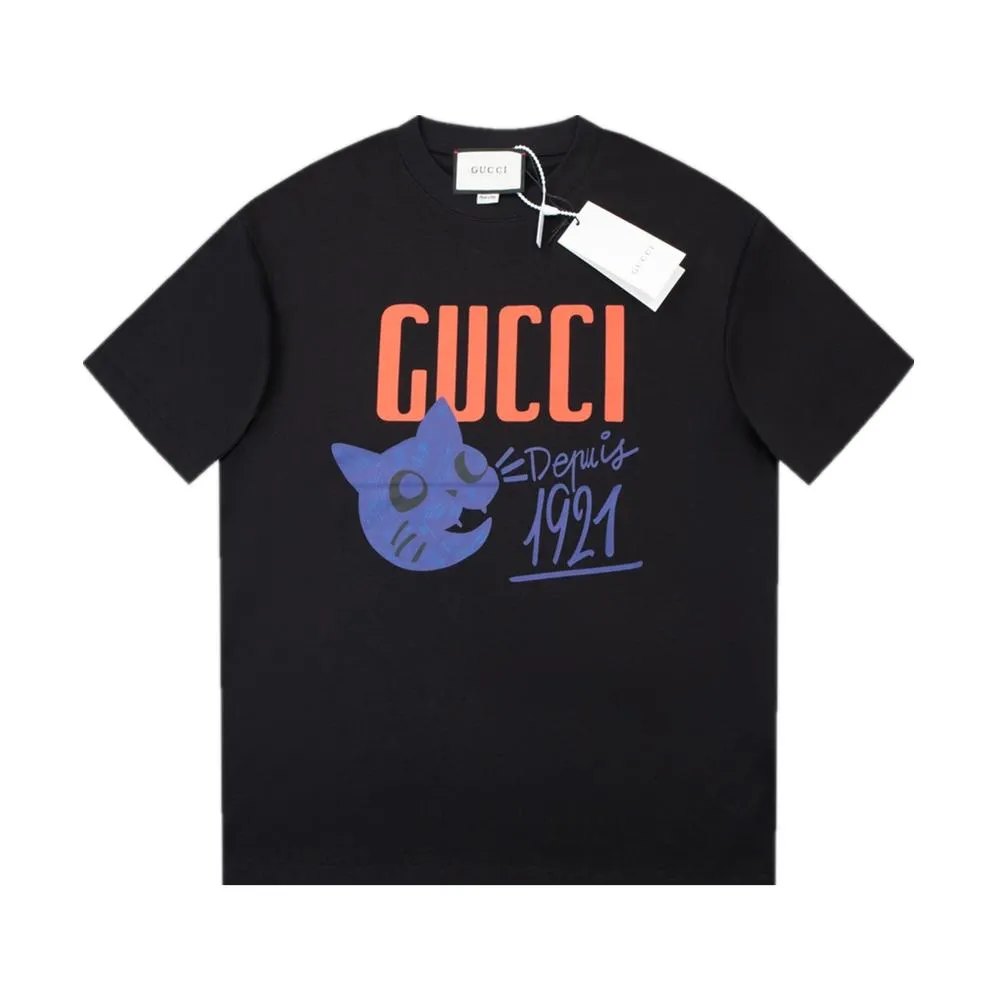 Gucci early spring new kitten head logo T-shirt Black 1.22